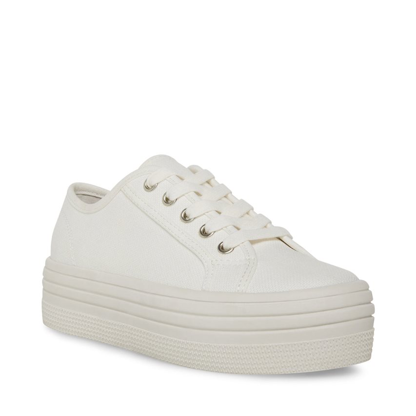 White Steve Madden Bobbi30 Fabric Women's Sneakers | PH 2794NMS